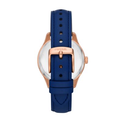 Rye Automatic Blue Leather Watch BQ3806 Fossil