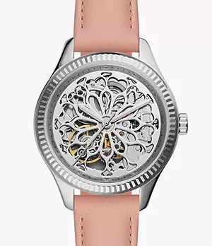 Rye Automatic Pink Leather Watch