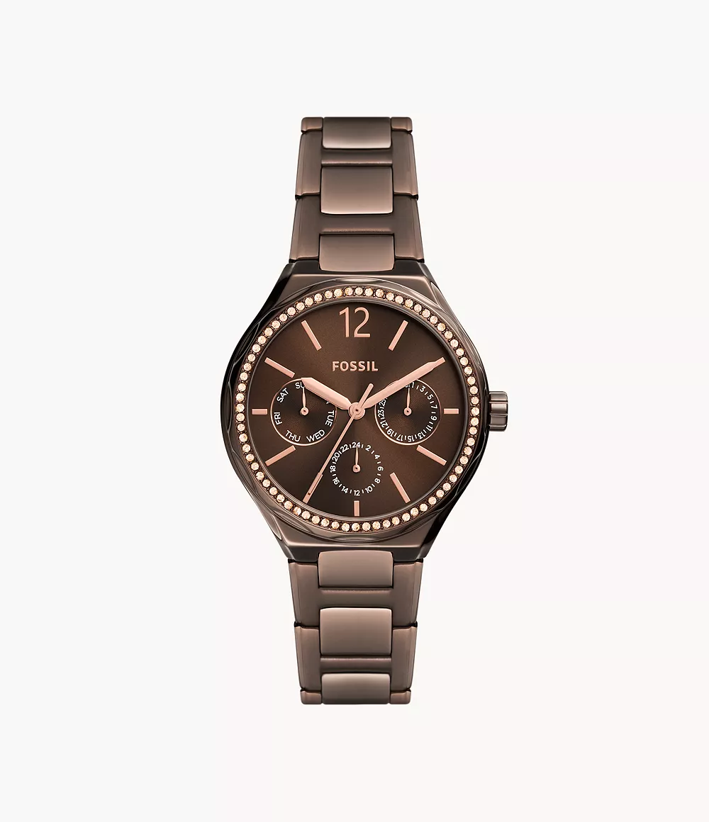 Fossil Women Eevie Multifunction Brown Stainless Steel Watch