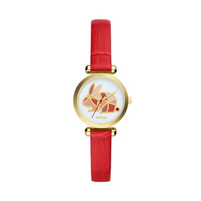 Fossil red dial discount watch