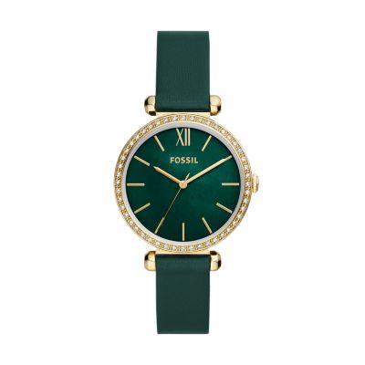 Tillie Three-Hand Green Leather Watch - BQ3846 - Fossil