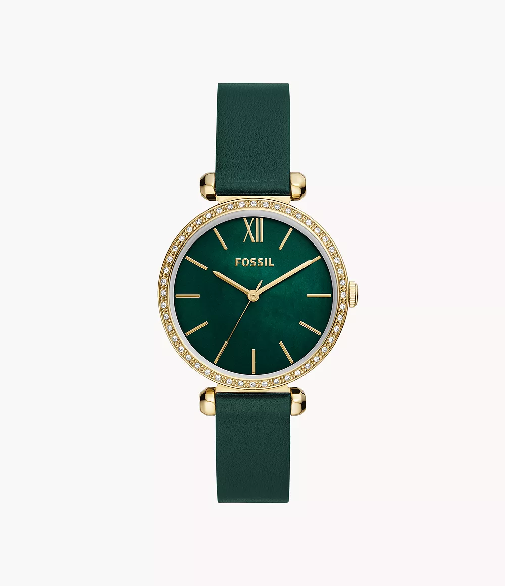 Tillie Three-Hand Green Leather Watch
