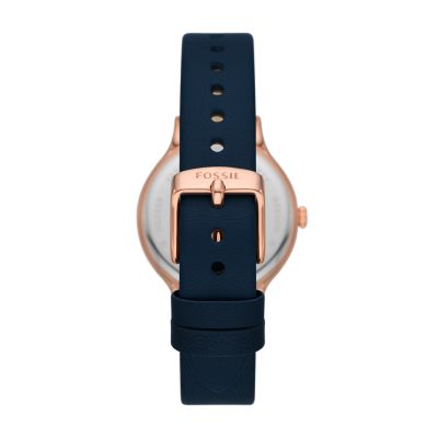 Laney Three-Hand Navy Leather Watch - BQ3858 - Fossil