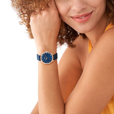 Fossil navy blue watch sale