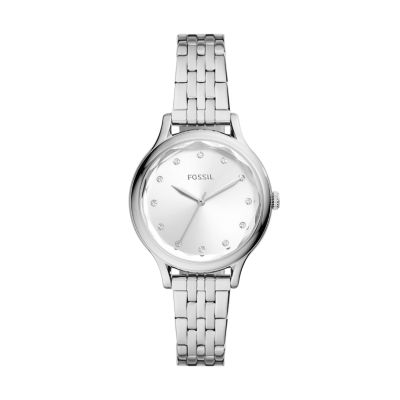 Fossil Outlet Women's Laney Three-Hand Stainless Steel Watch - Silver