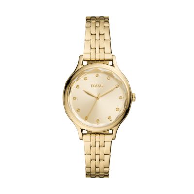 Fossil Outlet Women's Laney Three-Hand Gold-Tone Stainless Steel Watch - Gold