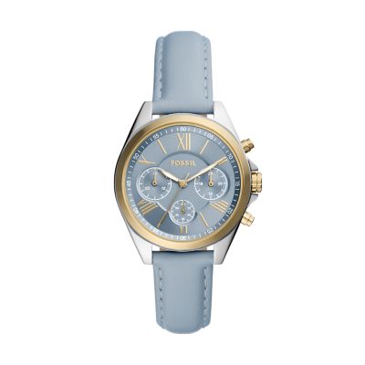 

Fossil Outlet Femmes Montre Modern Courier chronographe en cuir bleu fumé