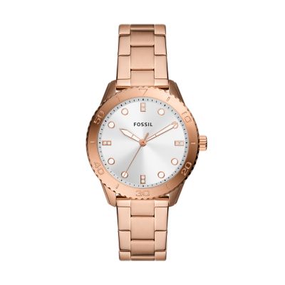 Fossil Outlet Uhr Dayle 3-Zeiger-Werk Edelstahl roségoldfarben