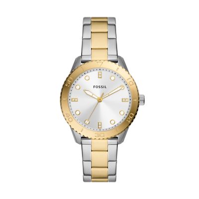 Fossil Outlet Uhr Dayle 3-Zeiger-Werk Edelstahl Bicolor