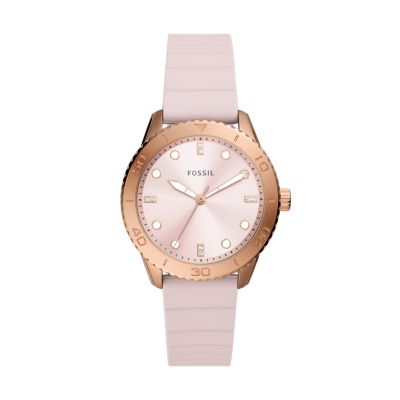 Montre Dayle trois aiguilles en silicone rose poudr BQ3890