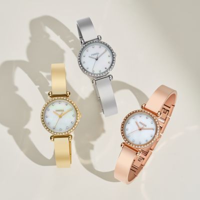 White and gold fossil watch sale