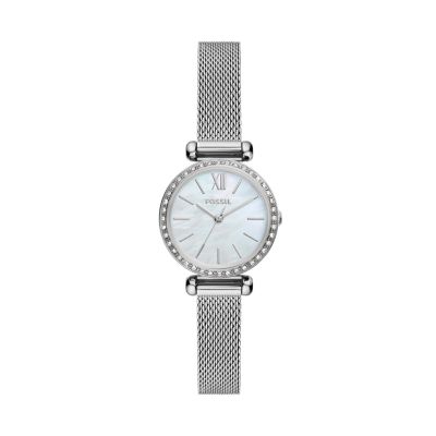 Fossil Outlet Women's Tillie Mini Three-Hand Stainless Steel Mesh Watch - Silver