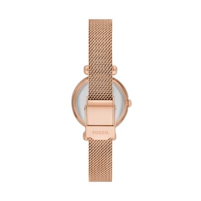 Tillie Mini Three-Hand Rose Gold-Tone Stainless Steel Mesh Watch