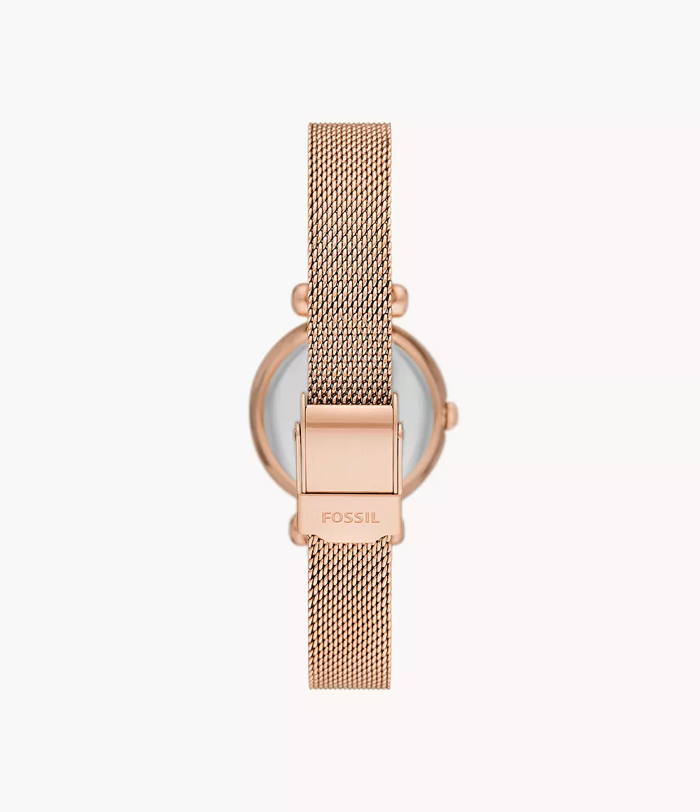 Tillie Mini Three-Hand Rose Gold-Tone Stainless Steel Mesh Watch