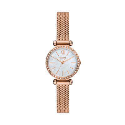Fossil Outlet Women's Tillie Mini Three-Hand Rose Gold-Tone Stainless Steel Mesh Watch - Rose Gold