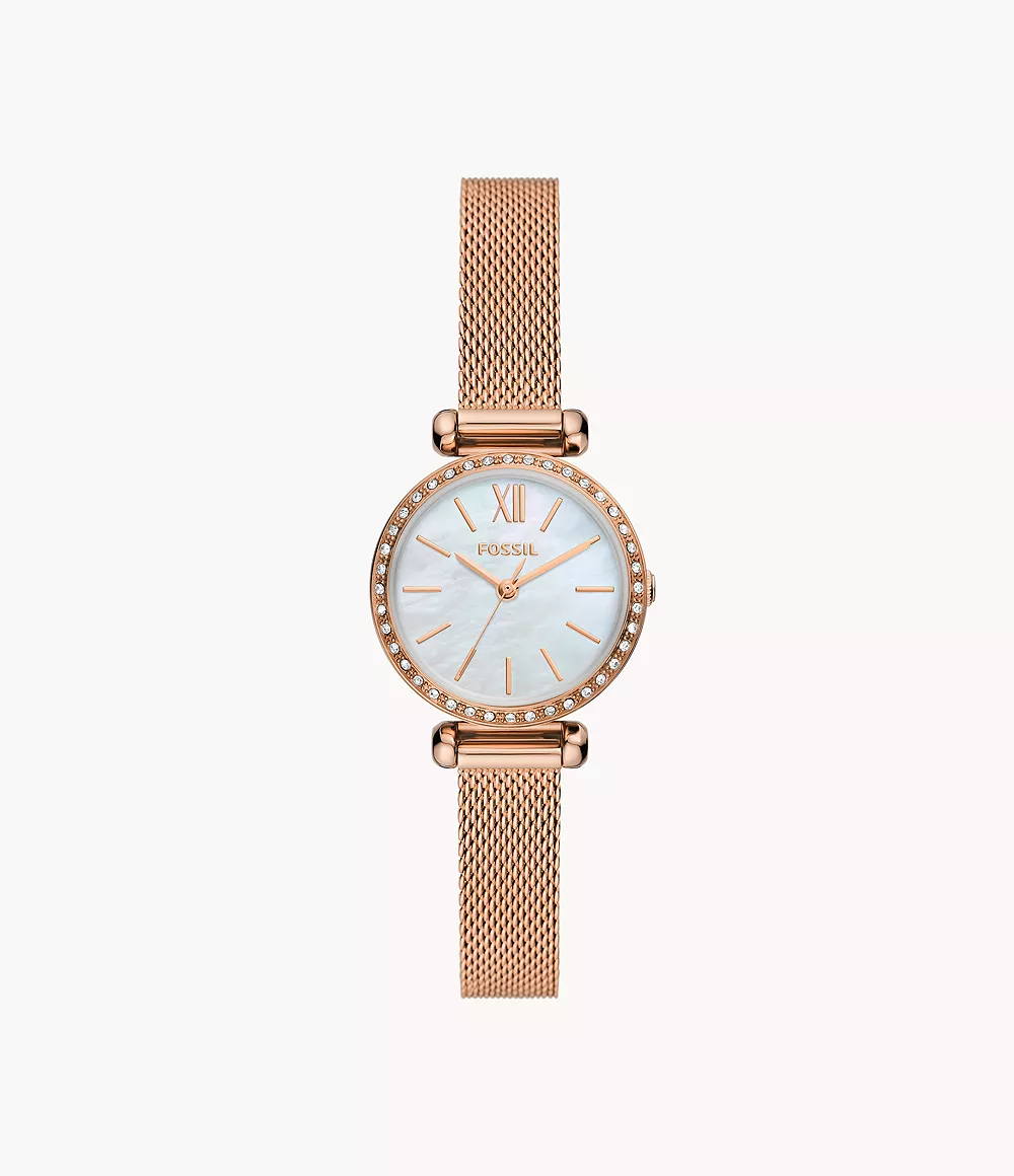 Tillie Mini Three-Hand Rose Gold-Tone Stainless Steel Mesh Watch
