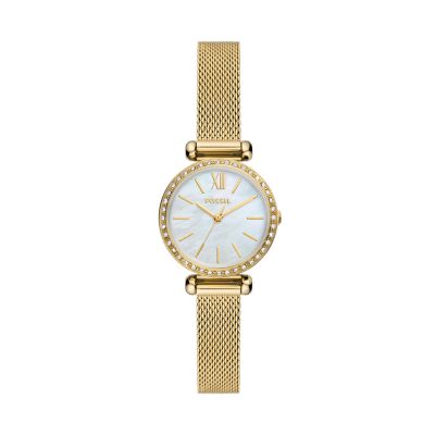 Fossil Outlet Women's Tillie Mini Three-Hand Gold-Tone Stainless Steel Mesh Watch - Gold