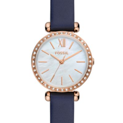 Reloj Tillie Mini de piel en tono azul marino con tres agujas