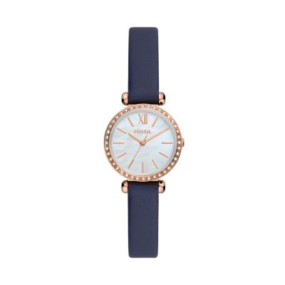 Reloj Tillie Mini de piel en tono azul marino con tres agujas