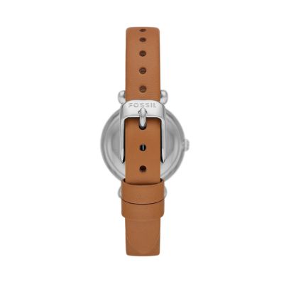 Tillie Mini Three-Hand Brown Leather Watch