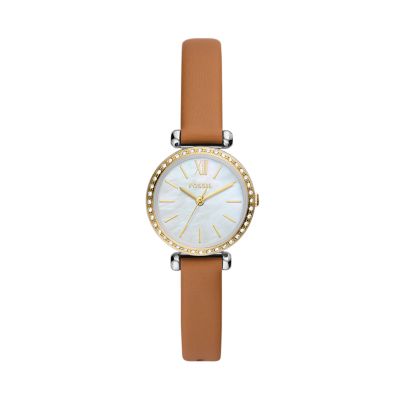 Fossil Outlet Women's Tillie Mini Three-Hand Brown Leather Watch - Brown