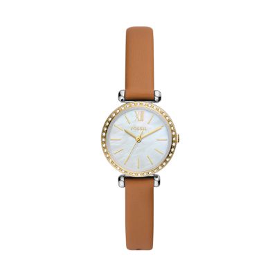 Fossil white dial outlet leather strap