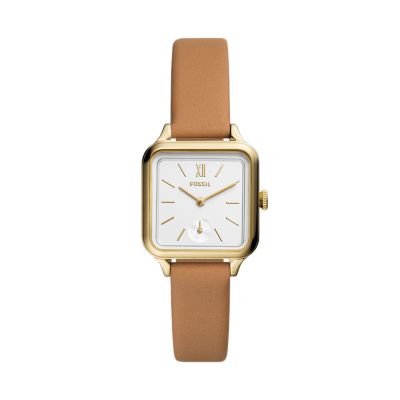 Colleen Three-Hand Brown Leather Watch