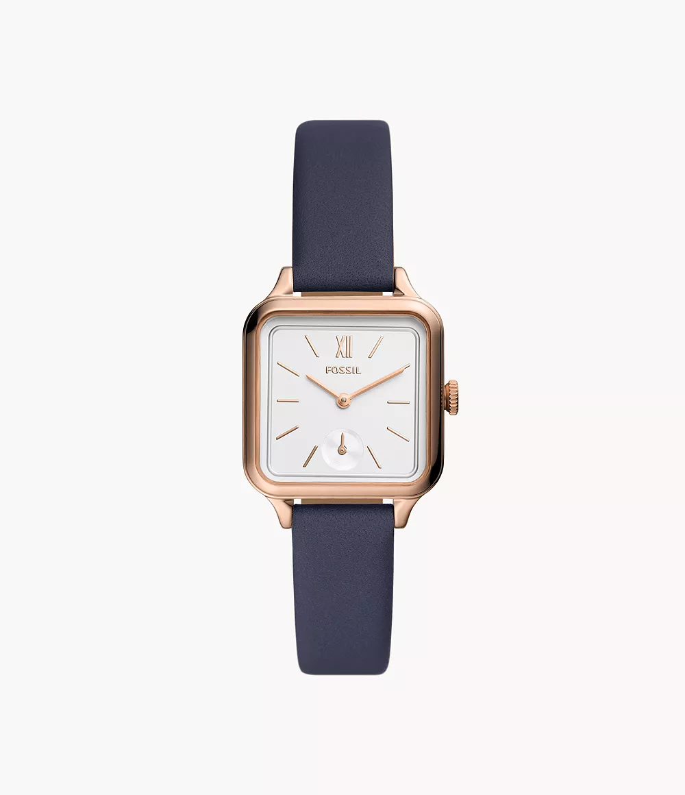 Colleen Three-Hand Navy Leather Watch
