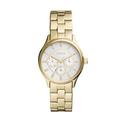 Modern Sophisticate Multifunction Gold-Tone Stainless Steel Watch