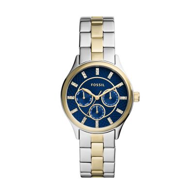 Modern Sophisticate Multifunction Two Tone Stainless Steel Watch