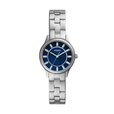 Fossil blue clearance dial watch women's