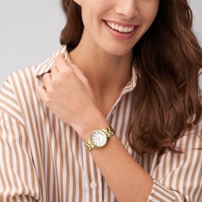 Modern Sophisticate Three-Hand Gold-Tone Stainless Steel Watch