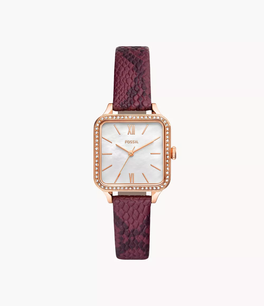 Colleen Three-Hand Red Leather Watch
