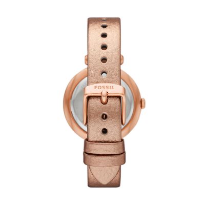 Tillie Three-Hand Rose Gold Leather Watch