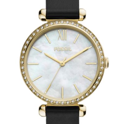 Tillie Three-Hand Black Leather Watch