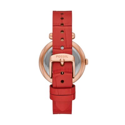 Tillie Three-Hand Red Leather Watch