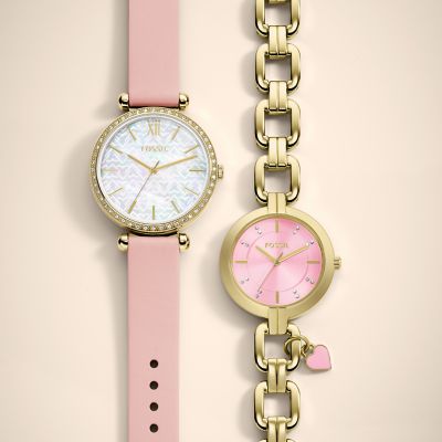 Fossil blush outlet leather watch strap