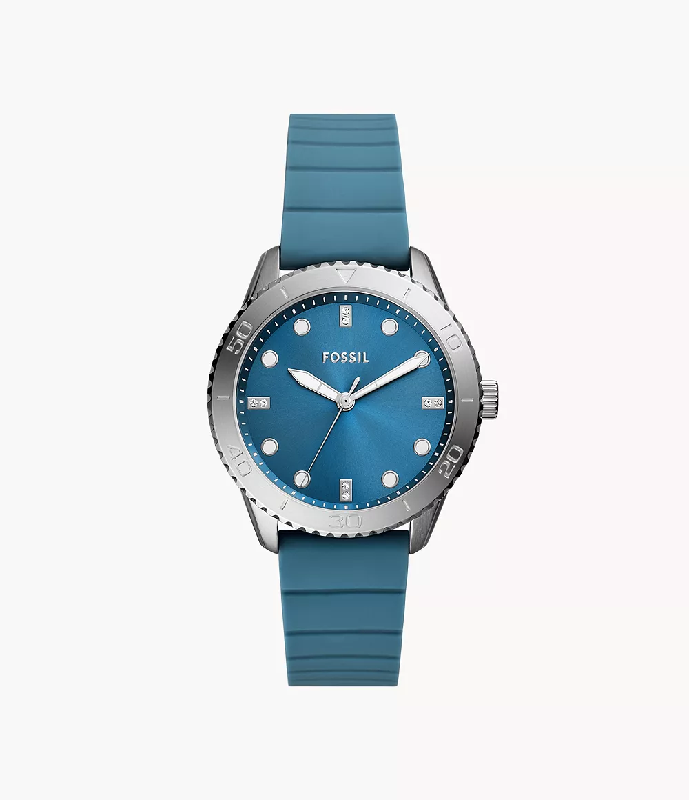 Dayle Three-Hand Blue Silicone Watch
