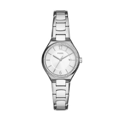 Eevie Three-Hand Date Stainless Steel Watch