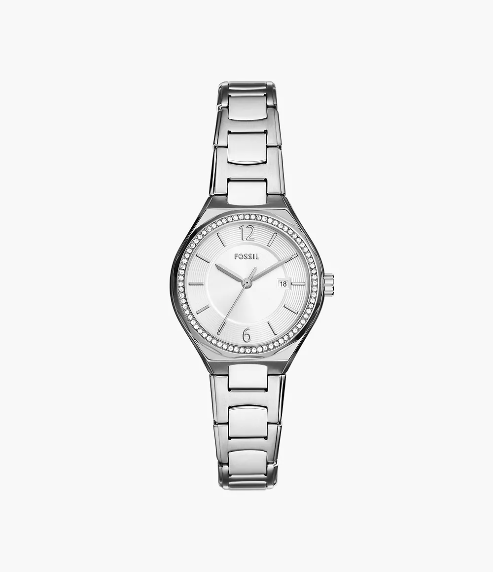 Eevie Three-Hand Date Stainless Steel Watch
