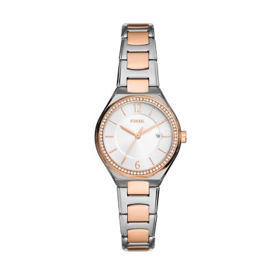 Eevie Three-Hand Date Two-Tone Stainless Steel Watch