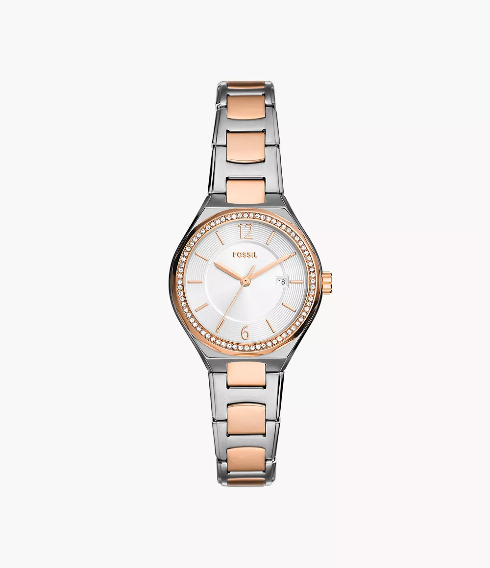 Eevie Three-Hand Date Two-Tone Stainless Steel Watch
