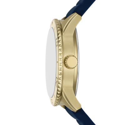 Fossil Mens offers Navy/Black Watch with Gold color Accent