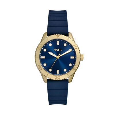 Fossil navy blue rose gold watch hotsell