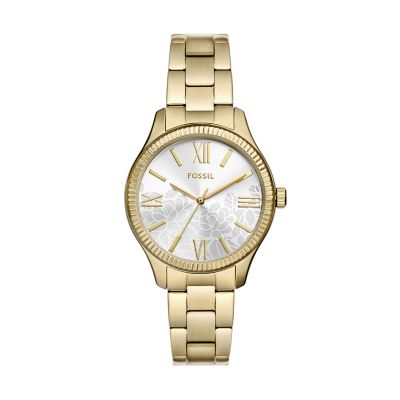 Rye Three-Hand Gold-Tone Alloy Watch