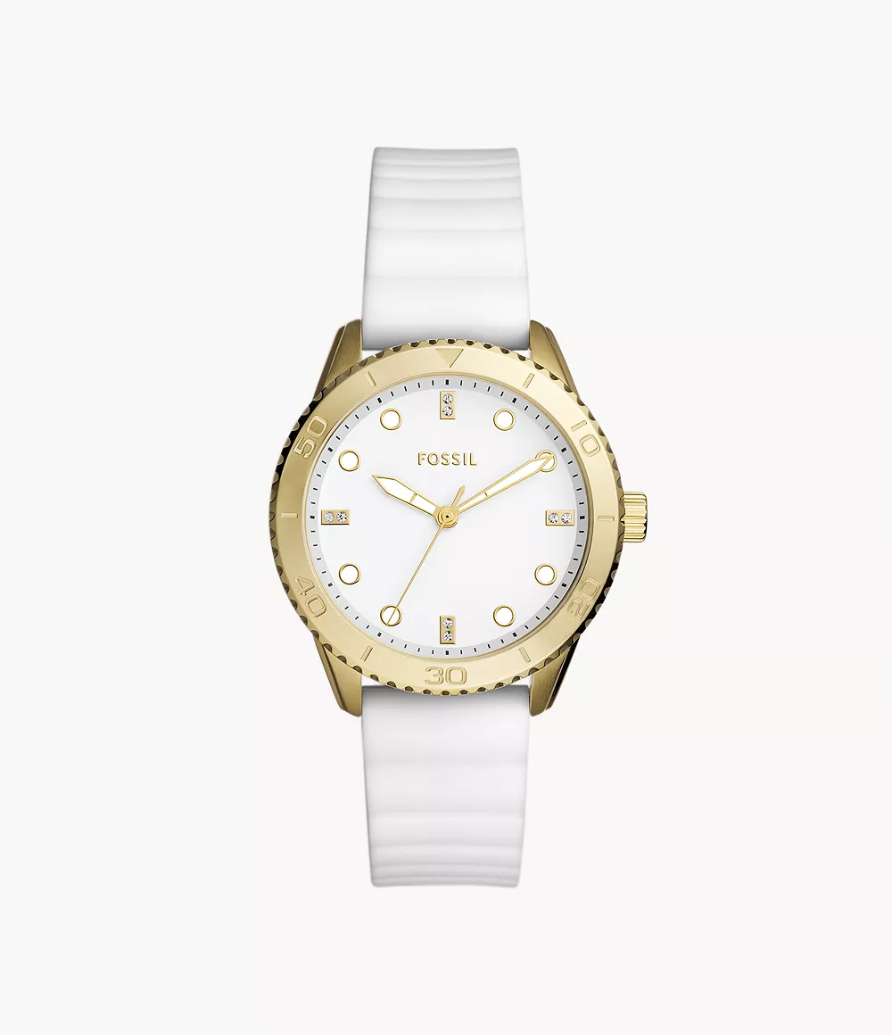 Dayle Three-Hand White Silicone Watch
