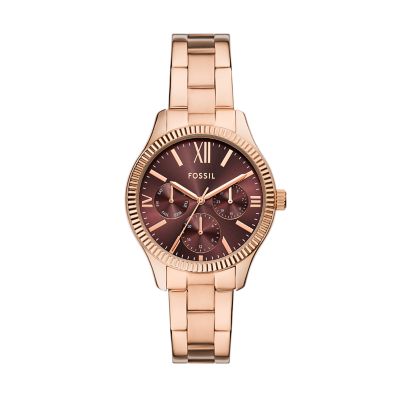 Fossil Outlet Uhr Rye Multifunktion Edelstahl roségoldfarben