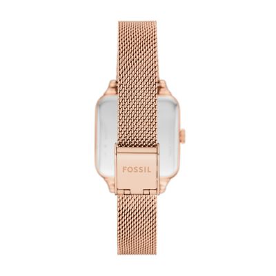 Colleen Three-Hand Rose Gold-Tone Stainless Steel Mesh Watch