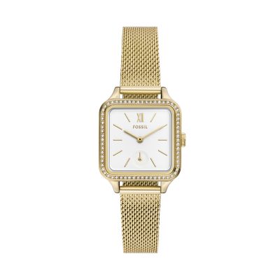 Colleen Three-Hand Gold-Tone Stainless Steel Mesh Watch