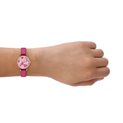 Tillie Three-Hand Pink Leather Watch - BQ3998 - Fossil